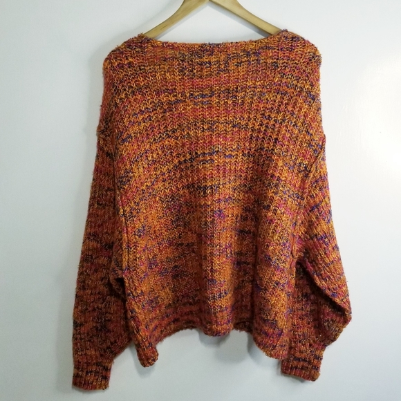 Free People Highland Oversized V-Neck Sweater in Polcano Combo Color - Picture 11 of 16